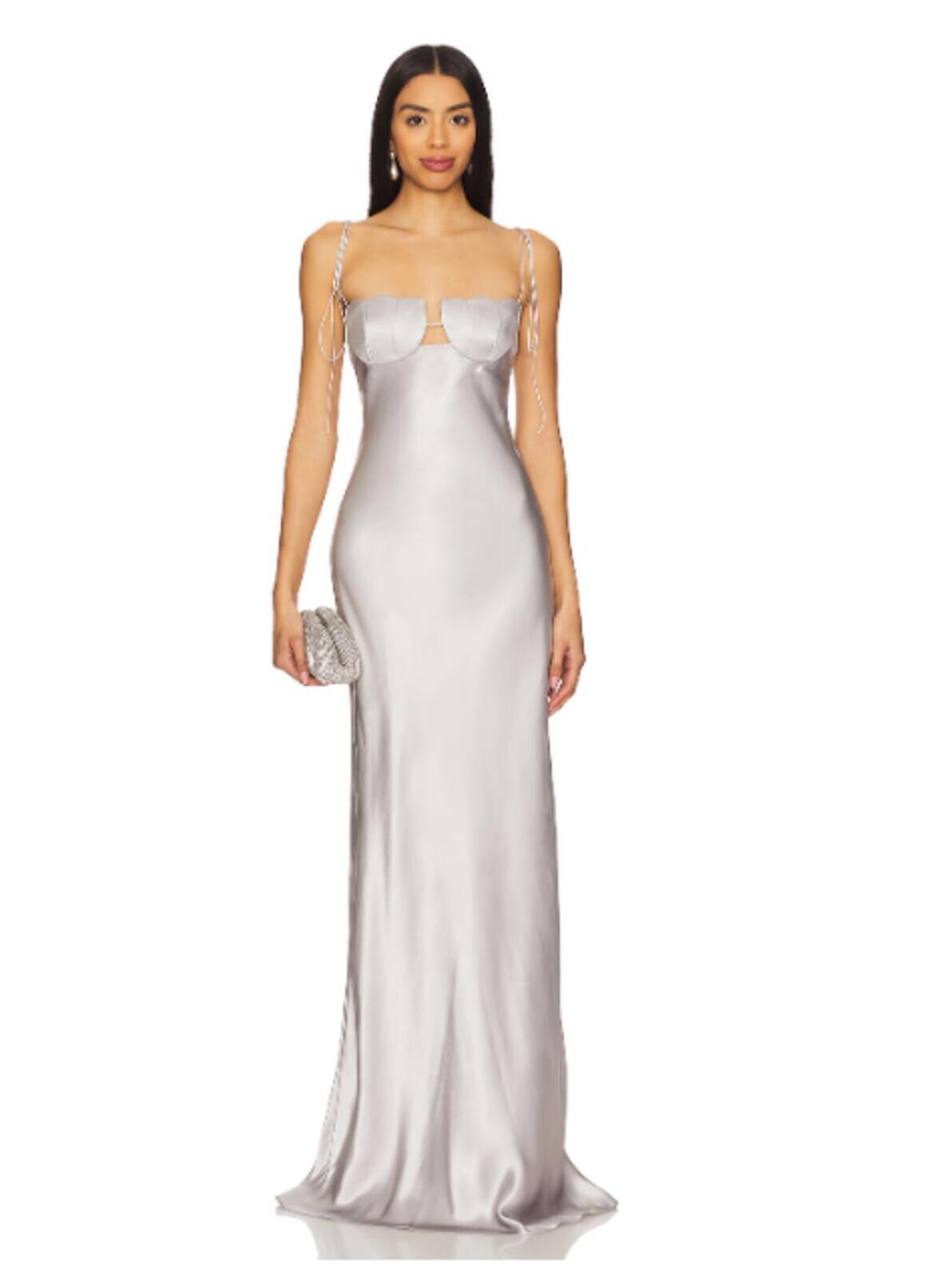 Anna October Tulip Maxi Dress In Silver